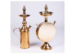 Cachimba de latón con grabado a mano, diseño único martillado, mesa futurista - Product Image 2