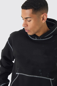 Chándal de nuevo diseño 2025 lavado ácido 100% algodón Puff estampado Logo pantalones apilados y Sudadera con capucha para hombres - Product Image 3