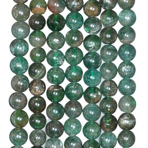 สร้อยคอคริสตัลธรรมชาติ ลูกปัดอะพาไทต์สีเขียวเรียบ ขัดเงา หินสีแดง เครื่องประดับแบบเส้น ขายส่ง อัญมณีเพื่อการบำบัด - Product Image 1