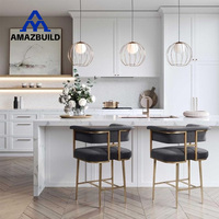 AMAZBUILD Meuble de cuisine et de garde-manger personnalisé, style américain moderne, écologique, en bois de cerisier, avec évier, robinet et charnières intégrés