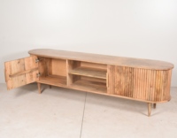 Moderner Luxuriöser Klappbarer TV-Ständer aus Massivem Mangoholz Hochwertiger Umweltfreundlicher Bodenständer für Wohnzimmer Schlafzimmer Eingangsbereich