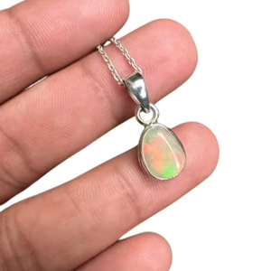 Colgante de piedras preciosas de ópalo de Plata de Ley 925, joyería hecha a mano, colgante de estilo bohemio de plata para mujer, regalo de boda para esposa - Product Image 1