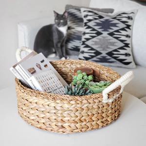 Round water hyacinth storage <b>basket</b> with handle Handmade Storage <b>Basket</b> Wholesale eco-friendly Made in Vietnam - Product Image 4