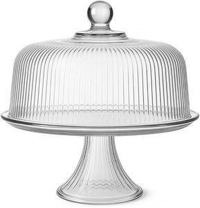 Support à gâteau en verre avec dôme, inspiré de la présentation traditionnelle des desserts européens et du style de vaisselle intemporel - Product Image 2
