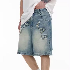 Pantalones cortos de mezclilla lavados con bordado MOQ bajo a la moda 2025, ropa de calle personalizada para hombre, pantalones cortos de mezclilla holgados/pantalones cortos de mezclilla para hombre - Product Image 2