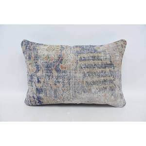 Gray Toile Vintage Pattern Patchwork Wool Kantha <b>Pillow</b> 16x24 Inch Woven Decorative Cushion - Product Image 1