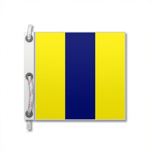 Bandera de señalización náutica número 8, 60x50 cm, rayas verticales amarillas y azules - Product Image 1