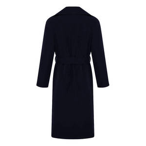 Vintage <b>Navy</b> Raglan <b>Trench</b> <b>Coat</b> for Women-Long Double Breasted Leather with Belt - Product Image 3