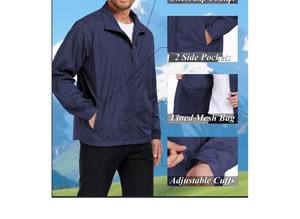 Chaqueta Cortavientos de Lona para Hombre, para Deportes de Invierno al Aire Libre, con Capucha, Forro Polar, Impermeable, Transpirable, con Cuello Alto, Impermeable - Product Image 6