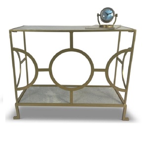 Mesa de consola de aluminio moderna con tapa de vidrio - Product Image 5