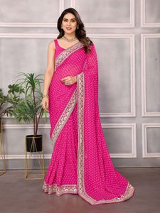 Latest <strong>Designer</strong> Georgette Silk <strong>Bandhani</strong> Printed Lace Border <strong>Suit</strong> by Fab Zone - Product Image 2