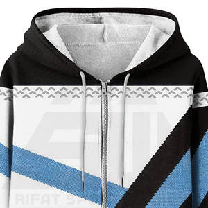 Sudadera Moderna con Estampado Étnico para Invierno, Azul Cobalto y Blanco en Contraste, Cierre de Cremallera, Diseño Geométrico, Felpa Suave en la Parte Delantera, Ropa de Invierno para Mujer - Product Image 5
