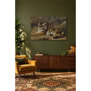 Impression sur toile de Fida Grme : Tigre allongé dans les buissons - Product Image 2