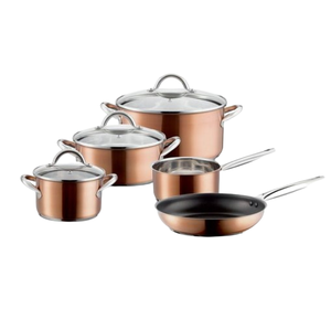 Batterie de cuisine finie en cuivre faite à la main avec couvercle en verre rond en gros pour la maison et la cuisine de restaurant - Product Image 1