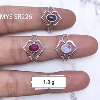 Bague en argent sterling 925 avec pierre de lune arc-en-ciel feu bleu, design fantaisie, coupe ovale, pierres multiples, 1,8 g, bijoux fins, vente en gros