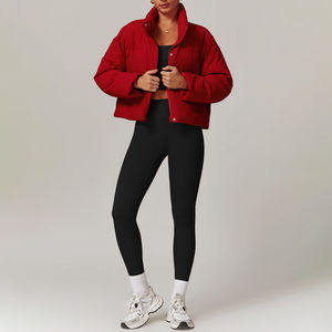 New Style Fashionable Solid Color Reversible <b>Stand</b> Collar <b>Coat</b> Cotton Print Plain Dyed Women's Super Light Winter Outdoor Jacket - Product Image 5