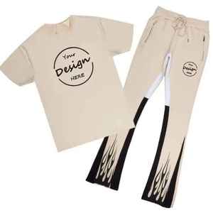 Camiseta de manga corta y pantalón acampanado, precio barato, chándal para hombre, ropa personalizada de alta calidad, ropa de calle, estampado personalizado de verano - Product Image 5