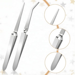 Stainless Steel Professional Reverse Tweezers Set Straight and Curved Tips Precision Craft Jewelry Lash Tool - Product Image 1