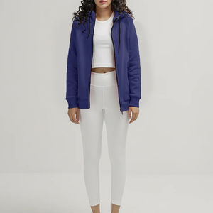 Sudaderas con cremallera de algodón 100% para mujer con impresión de logotipo personalizado Servicio OEM disponible Estilo de ropa de calle Cuello con capucha Logotipo frontal - Product Image 2