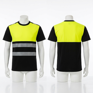 T-shirt de travail de sécurité en polyester premium 180 GSM, jaune fluo, avec panneau réfléchissant, impression personnalisée du logo - Product Image 4