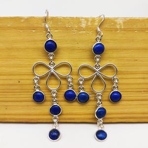 Pendientes de Plata de Ley 925 con Piedra Preciosa de Lapislázuli Genuina, Pendientes Colgantes de Lapislázuli para Mujer - Product Image 5