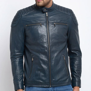 2024 Men's Casual Winter <b>Jacket</b> Customized <b>Thin</b> Cow Skin Stand Collar <b>Waterproof</b> Breathable Windproof Fashionable Motor Biker - Product Image 1