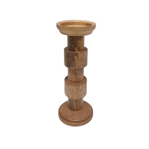 Tendance Bougie En Bois Pilier Titulaire Brun Fini Pour La Maison Et De Noël Table Éclairage Décoration À La Main En Vrac - Product Image 1