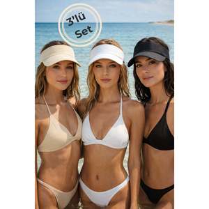 Ensemble de 3 visières pour femmes, beige, blanc, noir, visière de plage d'été SPK13 - Multicolore - Product Image 1