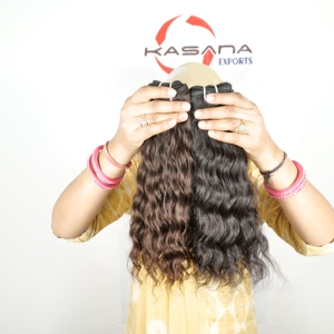 Extensions de cheveux humains naturels indiens Remy vierges, alignés sur les cuticules, ondulés, double trame, non traités, pour femmes, vente en gros - Product Image 6