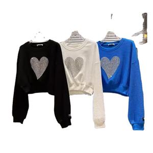 Sweat-shirt à col rond avec logo personnalisable, femme, taille unique, coupe ample, long, style décontracté d'automne, motif brodé, unisexe - Product Image 6