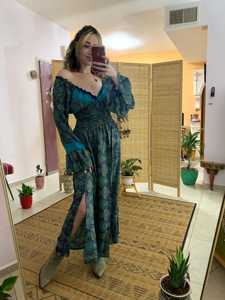 Mùa Hè Thanh Lịch Phụ Nữ Ăn Mặc Boho Màu Xanh Miễn Phí Kích Thước Sexy Không Tay Ruffle Maxi Vai Ren Ngọt Ngào Cho Phụ Nữ Bãi Biển Dài Ăn Mặc - Product Image 3
