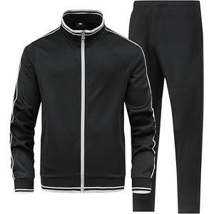 Men's TBF-072 Athletic Sportswear Full-Zip Jacket & <b>Pants</b> with Breathable Zipper Pockets Lightweight Solid Pattern Winter Print - Product Image 2