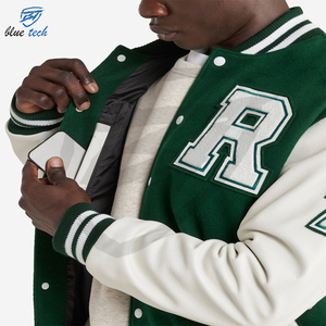Custom Design Canvas Varsity <b>Jackets</b> Warm Winter Bomber <b>Leather</b> Sleeves Embroidered Logo High Quality Streetwear Quick Dry - Product Image 3
