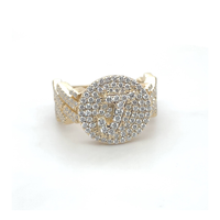 Bague personnalisée avec initiale en diamants naturels 2CT Hip Hop, en or massif 10 carats, bague statement avec lettre personnalisée
