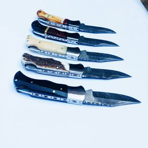 Cuchillo Plegable de Acero de Damasco con Mango de Hueso para Camping y Caza al Aire Libre, Venta al por Mayor - Product Image 6