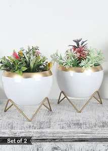 Maceta de oro cepillado con soporte para maceta, maceta moderna de Metal de hierro para decoración del hogar, interior, exterior, jardín, sala de estar decorativa - Product Image 5