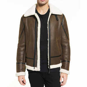 Wholesale Best Supplier Custom OEM Design <b>Men</b> <b>Shearling</b> Leather <b>Jacket</b> High Quality Casual Wear Bulk Quantity - Product Image 5