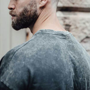 Camisetas de lavado ácido ligeras para hombre con servicio OEM, camisetas de lavado ácido ajustadas de tendencia superior para hombre - Product Image 5