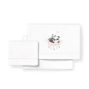 Parure de lit 3 pièces pour poussette modèle PANDA-NUBE 100% coton tissé à motif de personnages - Product Image 1