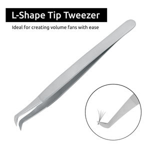 แหนบปลายสแตนเลส90องศาสำหรับต่อขนตาเพิ่มวอลลุ่มสีชมพู - Product Image 3