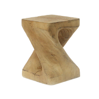 Table d'appoint en MGO à grain de bois torsadé, sans assemblage, pour intérieur et extérieur