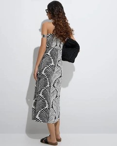 Robe de plage en coton imprimé bloc indien fait à la main pour les femmes élégantes vêtements de plage d'été-robe mi-longue licou à la mode approvisionnement ODM - Product Image 2