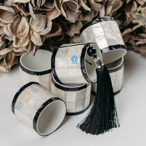 Servilletero de madreperla, accesorios de decoración para mesa de comedor, servilleteros con incrustaciones de madreperla para mantel de boda - Product Image 2