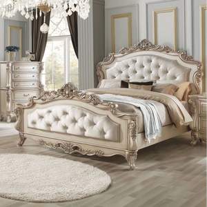 Cama francesa antigua clásica-Caoba pintada blanca-254 - Product Image 3