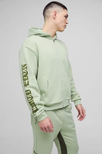 Survêtements pour hommes avec logo personnalisé, streetwear, sweat à capuche zippé et ensembles de pantalons, design imprimé, survêtements fabriqués au Pakistan - Product Image 3