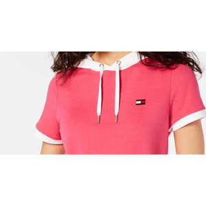 Felpa Crop Top con Cappuccio Colorblock da Donna Tommy Hilfiger Sport XS-XL in Jersey Traspirante Stile Casual Rosa Seta - Product Image 2