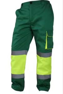 กางเกงทำงานผ้าฝ้ายสะท้อนแสงกันน้ำสำหรับผู้ชาย ความปลอดภัยสูง มีหลายกระเป๋า สีเหลืองสะท้อนแสง - Product Image 5