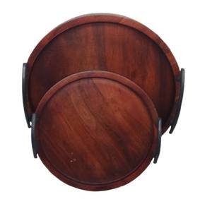 Plateau de service rond en bois écologique de luxe avec poignées pour les fêtes, design personnalisable et plateau de haute qualité - Product Image 5