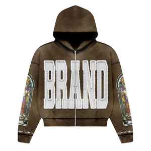 Sudadera con capucha lavada vintage, ropa de calle, venta al por mayor, Sudadera con capucha lavada con ácido retro personalizada, Sudadera con capucha lavada con ácido Extragrande - Product Image 2