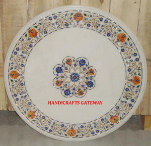 Top Polished Marble Inlay <b>Dining</b> <b>Table</b> Top Semi Precious Stone High Durability and Long Lasting Home Living Room Set <b>Table</b> Top - Product Image 1